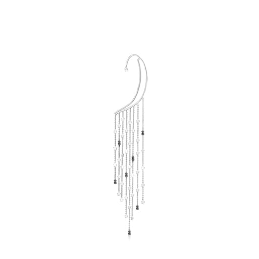 Silver Magic Nature chain Earcuff with spinels