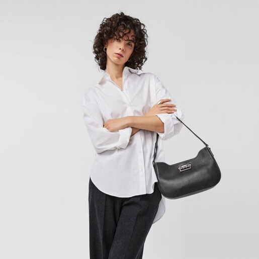Черная кожаная сумка-багет TOUS Legacy
