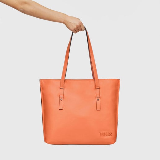 Large orange leather Shopping bag TOUS Candy