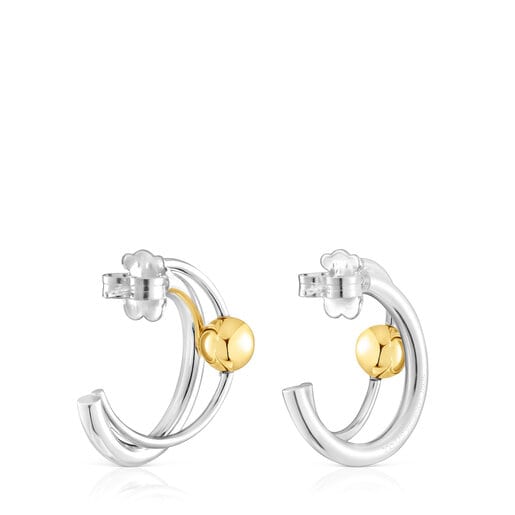 TOUS Silver and silver vermeil Plump Double hoop earrings | Westland Mall