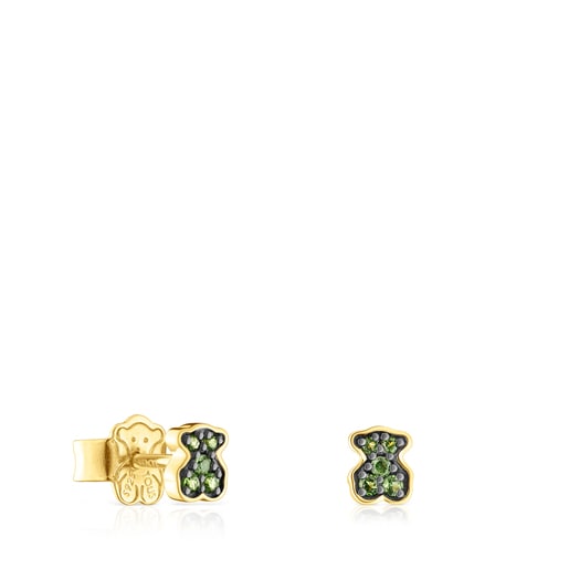 Silver vermeil TOUS New Motif Earrings with chrome diopside bear