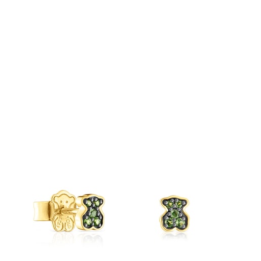 Silver vermeil TOUS New Motif Earrings with chrome diopside bear | TOUS