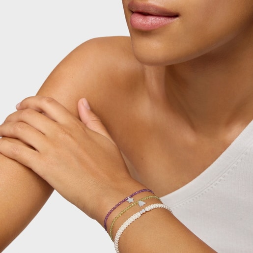 Elastic Bracelet with amethysts and silver star TOUS Motifs