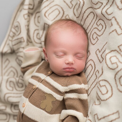 Reversible baby blanket in Nilo TOUS logo blue