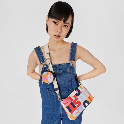 תיק צד TOUS Mimic עם תחתית שטוחה בצבע בז'