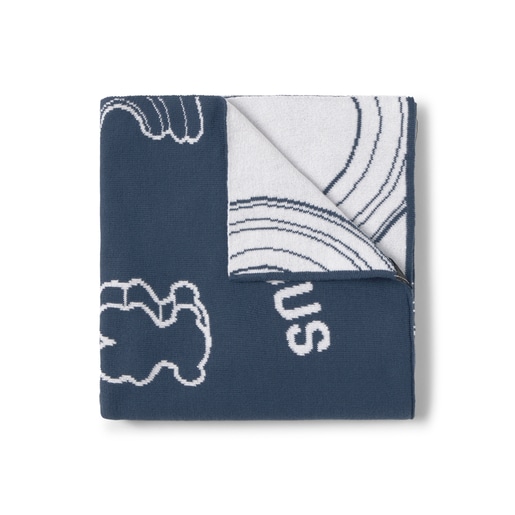 Reversible baby blanket in Nilo navy blue