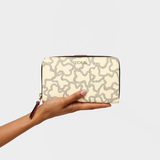 ארנק בגודל בינוני כאוס אייקון בגווני בז' ואדום