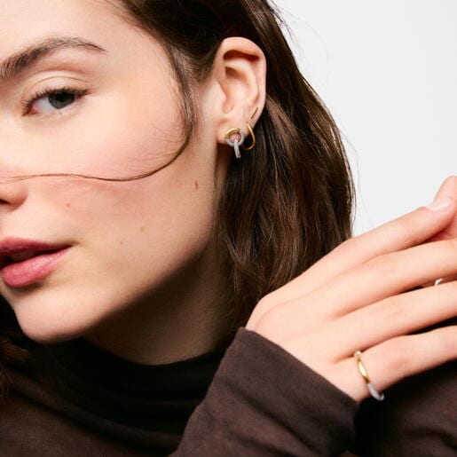 Short steel and 14kt gold Earrings TOUS Unlock