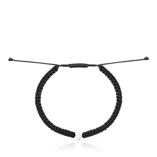 Pulsera estrella de plata y nylon negro TOUS Motivos