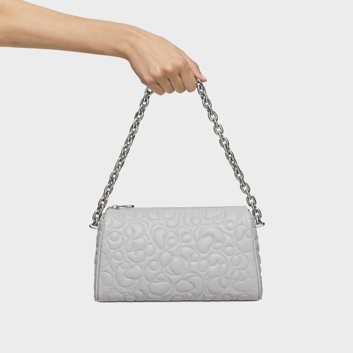 Large gray leather Handbag TOUS Greta