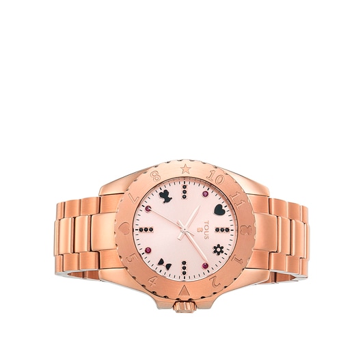 Pink IP Steel Motif Watch