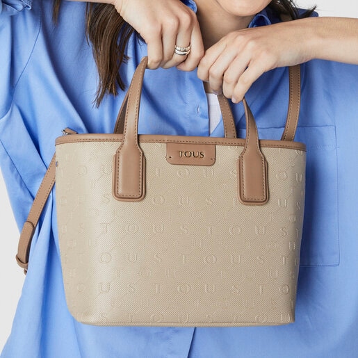 Маленькая серо-бежевая сумка-тоут Script Day