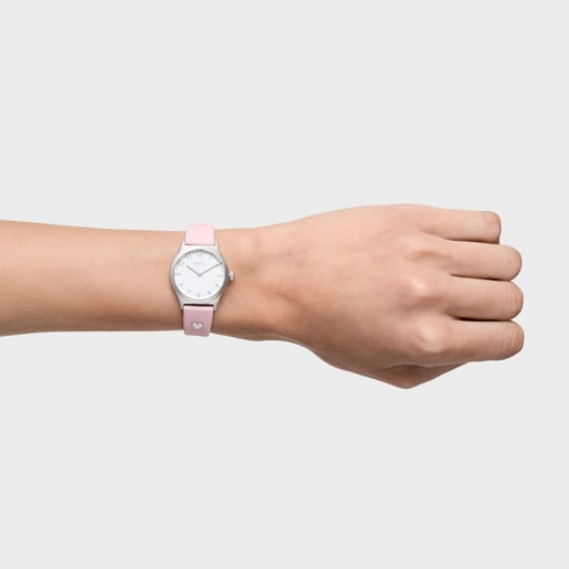 Reloj analógico con correa rosa y acero EPIC ICON KDT CHARMS