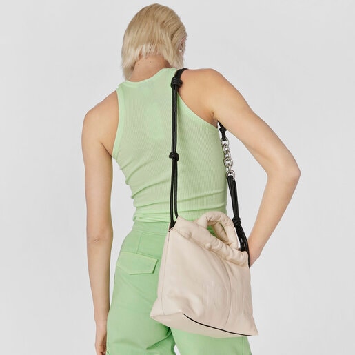 Medium beige leather TOUS Cloud One-shoulder bag