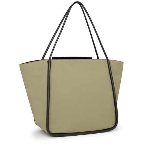 תיק סל TOUS Empire Cotton גדול בצבע חאקי