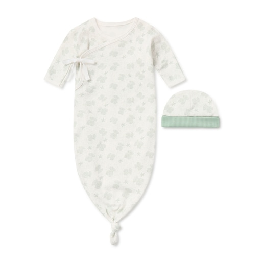Conjunto de pijama e gorrinho de bebé Illusion bruma