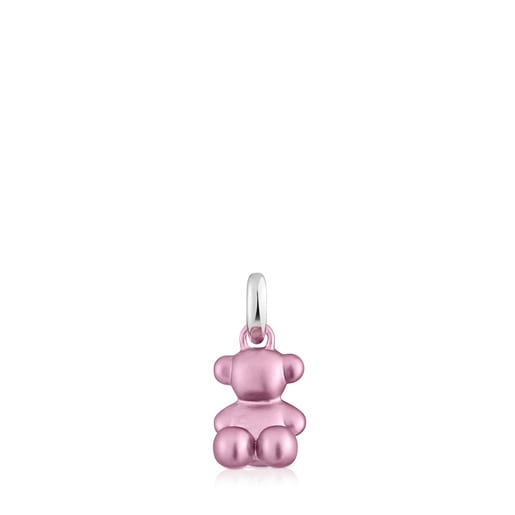 Small pale-pink-colored steel bear Pendant Bold Bear