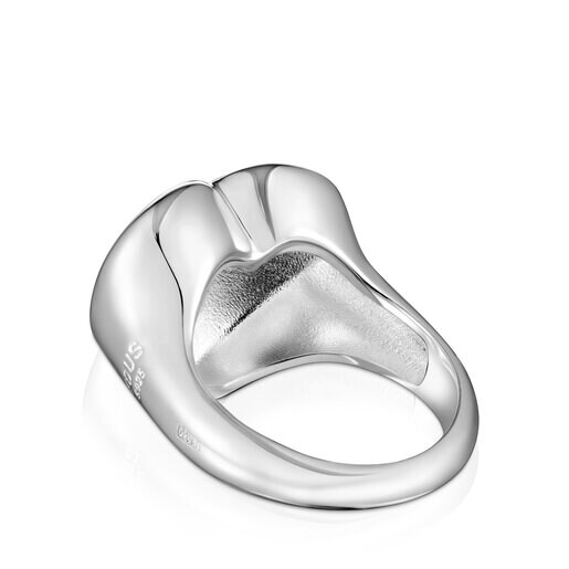 טבעת חותם Bold Motif מכסף במוטיב לב
