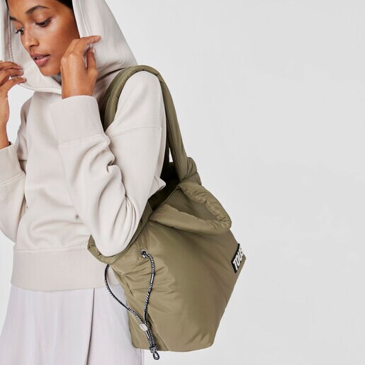 Capazo grande caqui TOUS Carol Soft