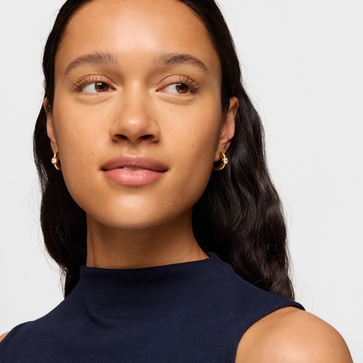 18 mm Hoop earrings with 18kt gold plating over silver and laboratory-grown diamonds Line LGD