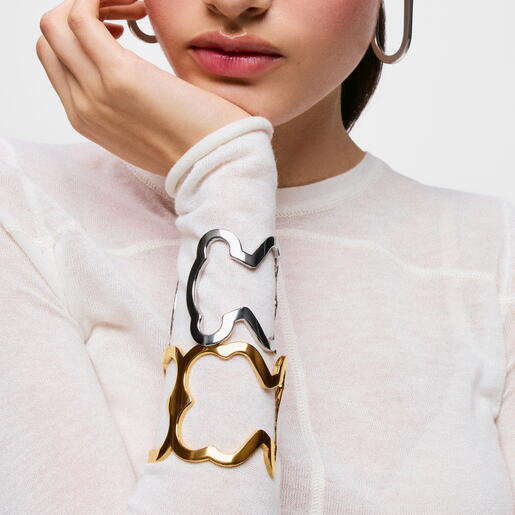 Pulsera esclava xl de acero en color dorado con silueta oso Carrusel