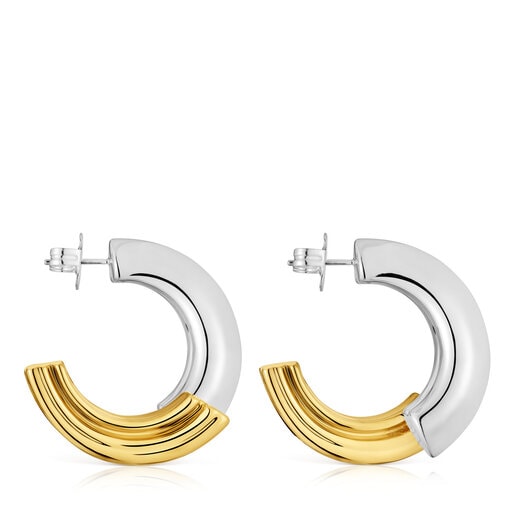 Two-tone long Hoop earrings with bear motif TOUS 1950