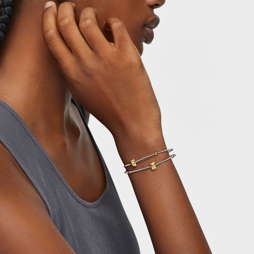 Gold and steel Bracelet Mesh Tube