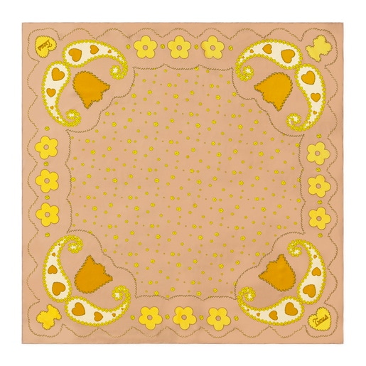 Square sand-colored Scarf TOUS Motifs Paisley
