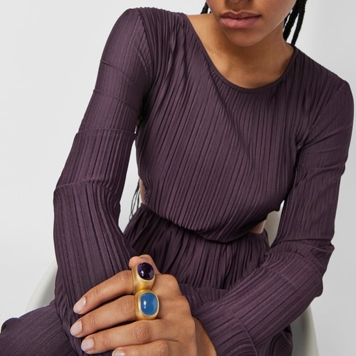 Silver vermeil Nattfall Ring with amethyst