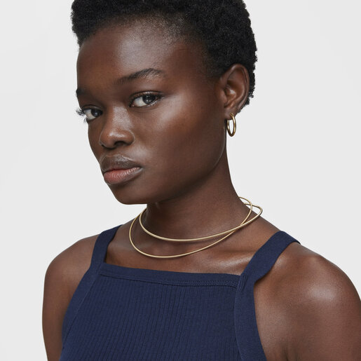 Mesh Tube gold colored IP steel Necklace 2 mm