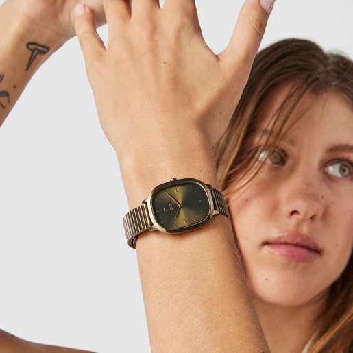 Montre Heritage Brick en acier IP cuivre/doré