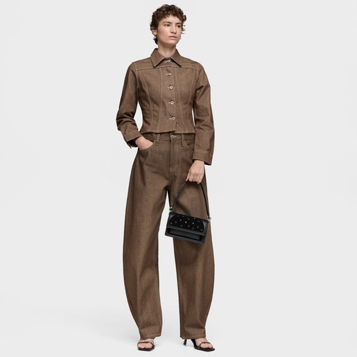 حقيبة صغيرة بحزام يلتف حول الجسم باللون الأسود من تشكيلة TOUS Audree Strass