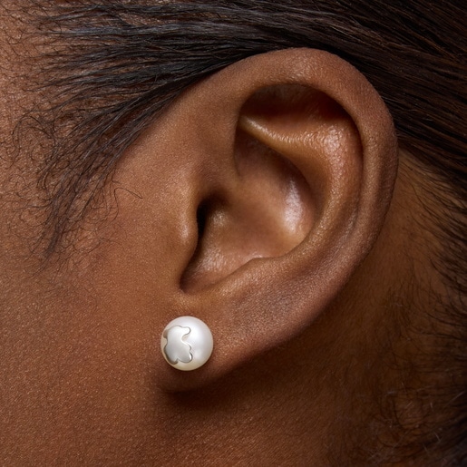 أقراط TOUS Icon Pearl ثلاثية من الفضة واللؤلؤ