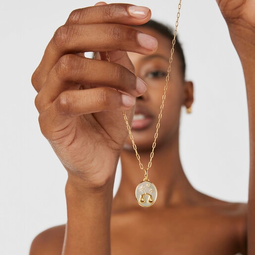 Libra Pendant in silver vermeil with mother-of-pearl and topazes TOUS Horoscope