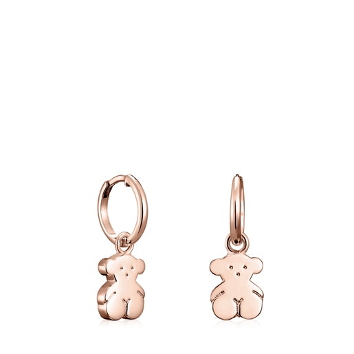 Boucles d'oreilles Sweet Dolls courtes ourson en Argent Vermeil Rosé