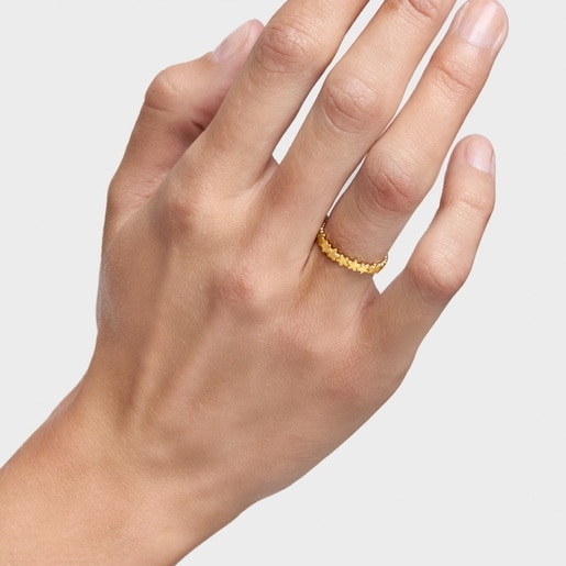 خاتم على شكل زهرة من الفضة المطلية بالذهب عيار 18 قيراطًا من تشكيلة TOUS Motifs