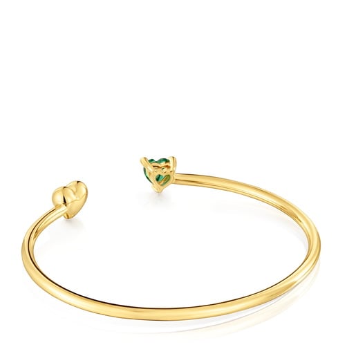 18kt gold plating over silver Bangle with laboratory-grown emerald Garden Of Love LGG