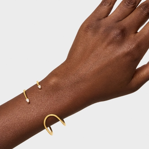 Pulsera esclava con baño de oro 18 kt sobre plata y diamantes creados en laboratorio Lio LGD