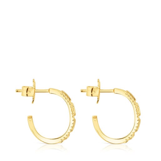 Silver vermeil Hoop earrings with diamonds Logo | TOUS