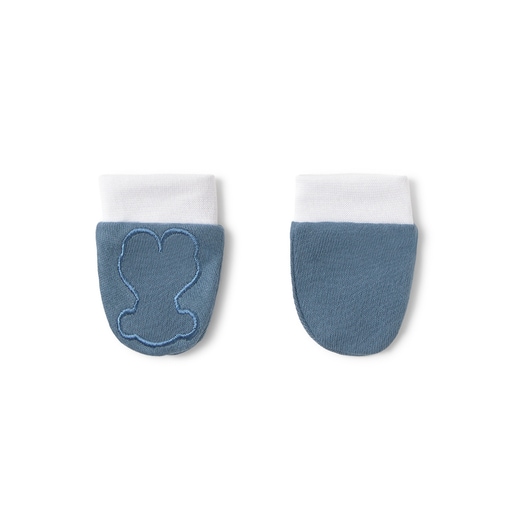 Baby hat and mittens set in Soft navy blue