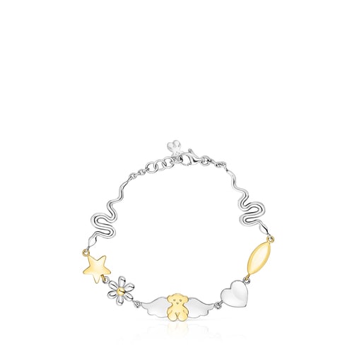 Gold colored IP Steel Fragile Nature charm Bracelet