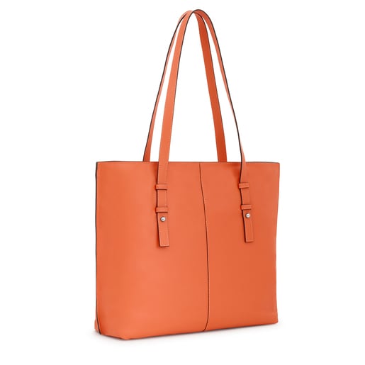 Large orange leather Shopping bag TOUS Candy