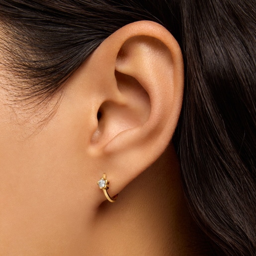 Gold Hoop earrings with laboratory-grown diamonds and flower motif TOUS Lili