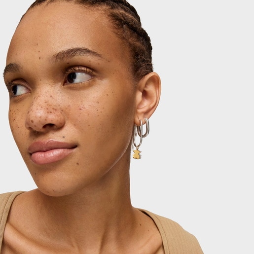 Sweet Dolls two-tone Hoop earrings with bear motif