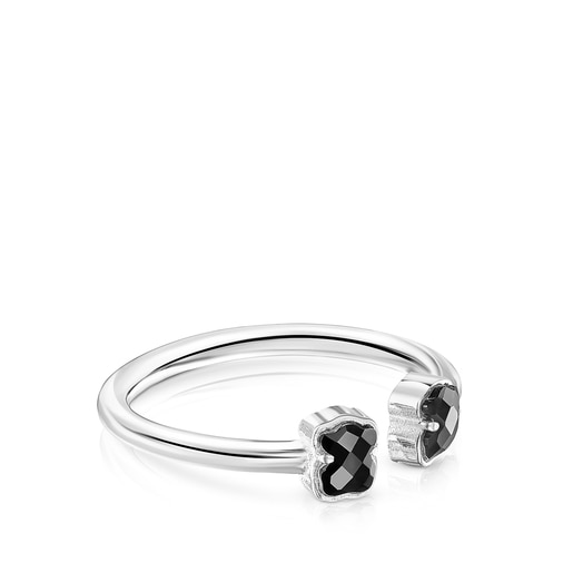 Mini Onix open Ring in Silver with Onyx