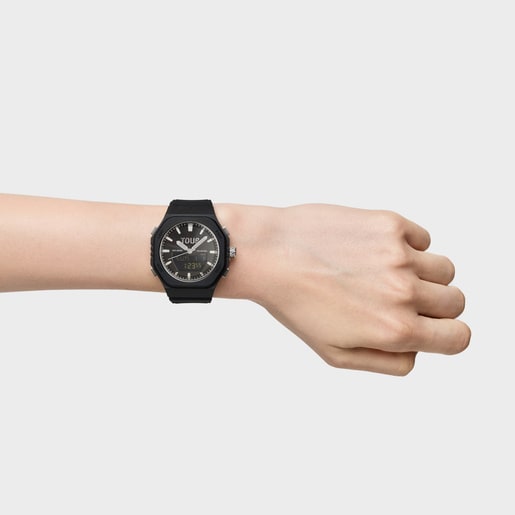 Steel analog/digital Watch and black nylon bracelet Bet