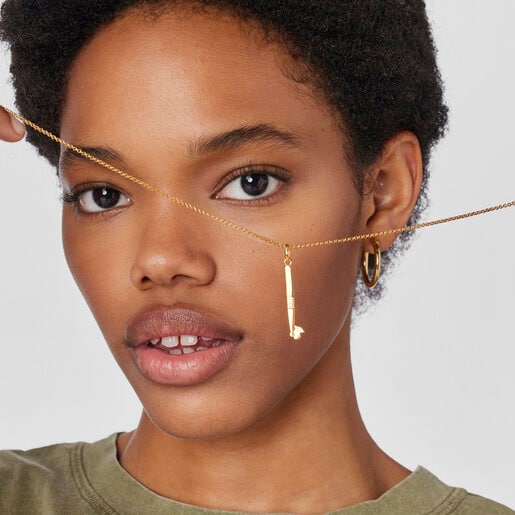 Collar Job tenazas con baño de oro 18 kt sobre plata