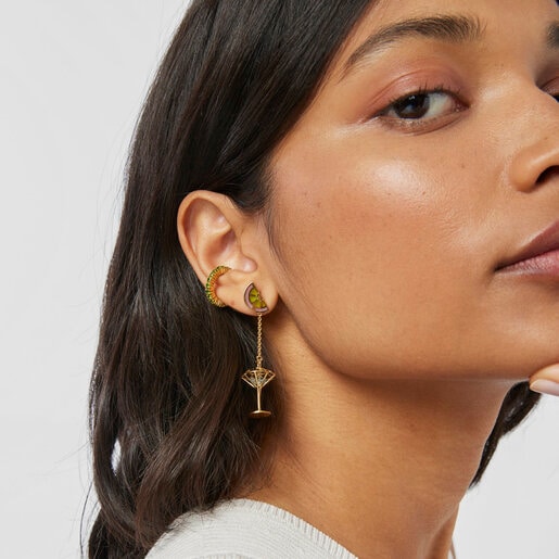 Silver vermeil TOUS St. Tropez Cup Short/long earrings with enamel and topaz