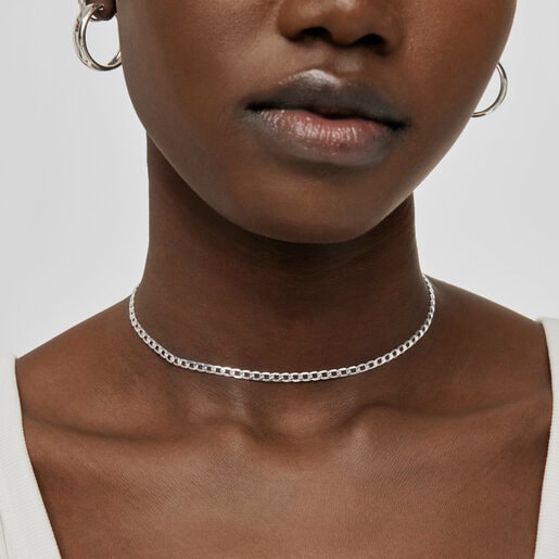 Silver curb-chain Choker TOUS Chain