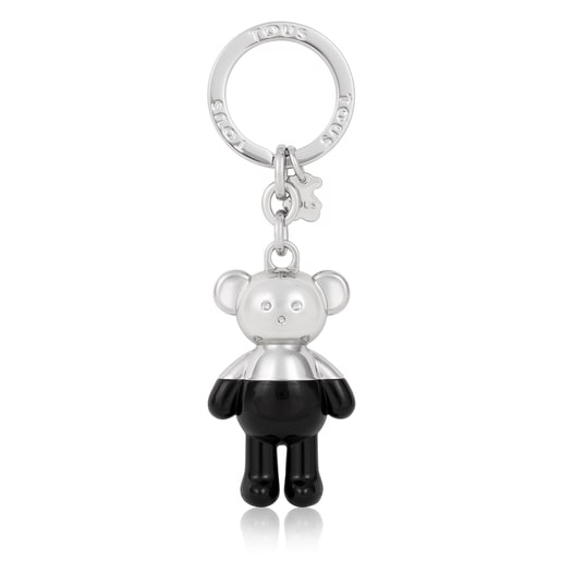 Porte-clés Teddy Bear argenté et noir